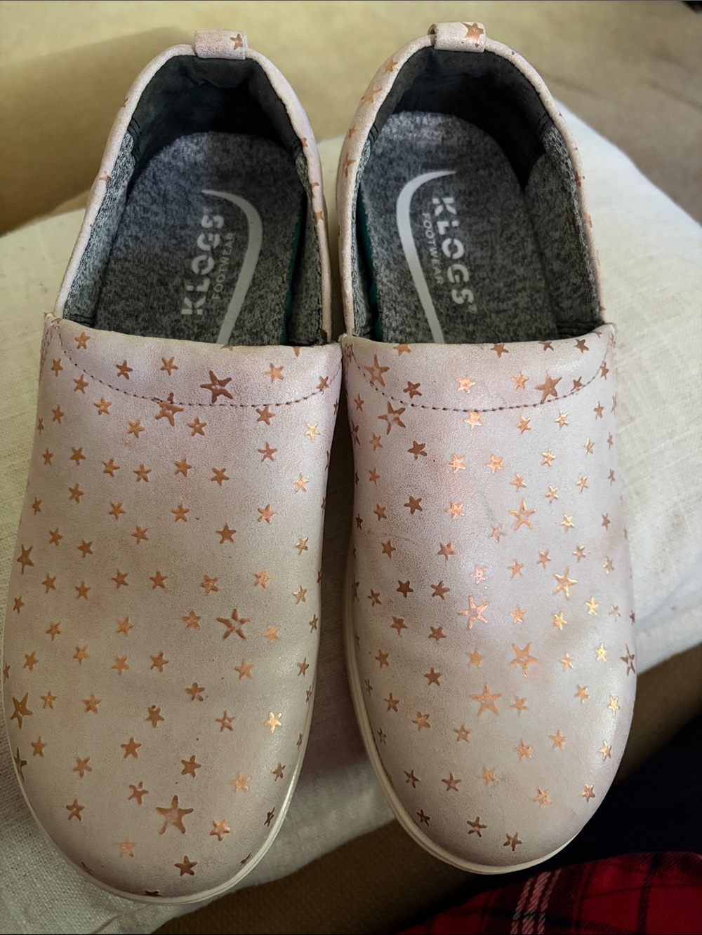 Klogs Pink Slip-On Clogs with Rose Gold Star Accents